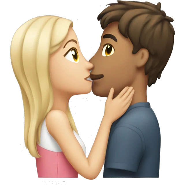 A brunette guy kisses a blonde girl emoji