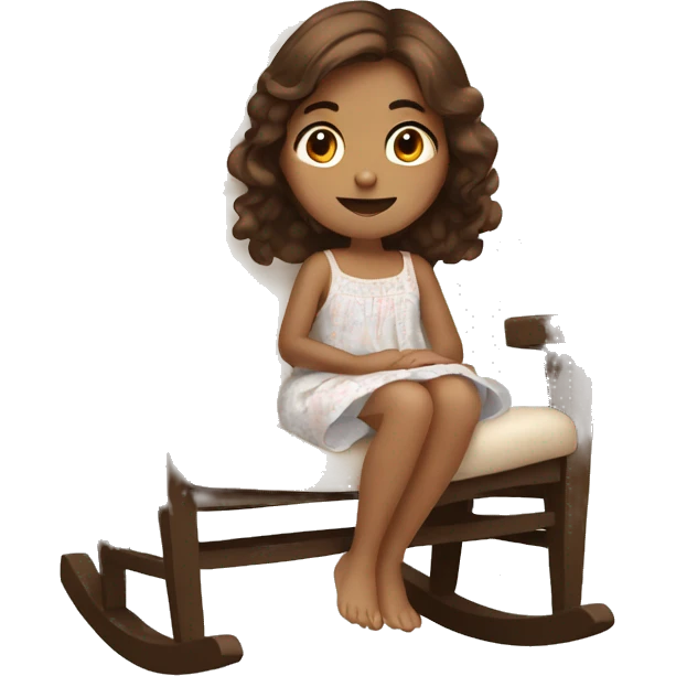 Girl with brown hair wearing a nightgown sitting in a rocking chair emoji