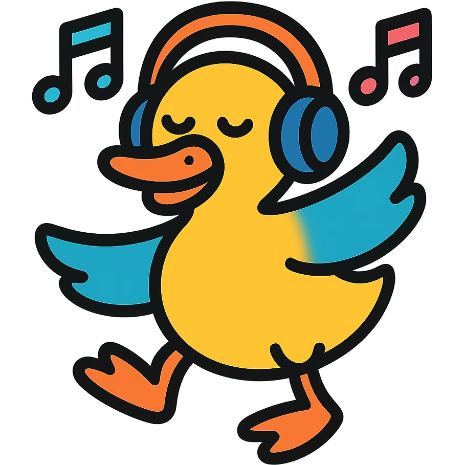 duck dancing to dubstep with headphones emoji