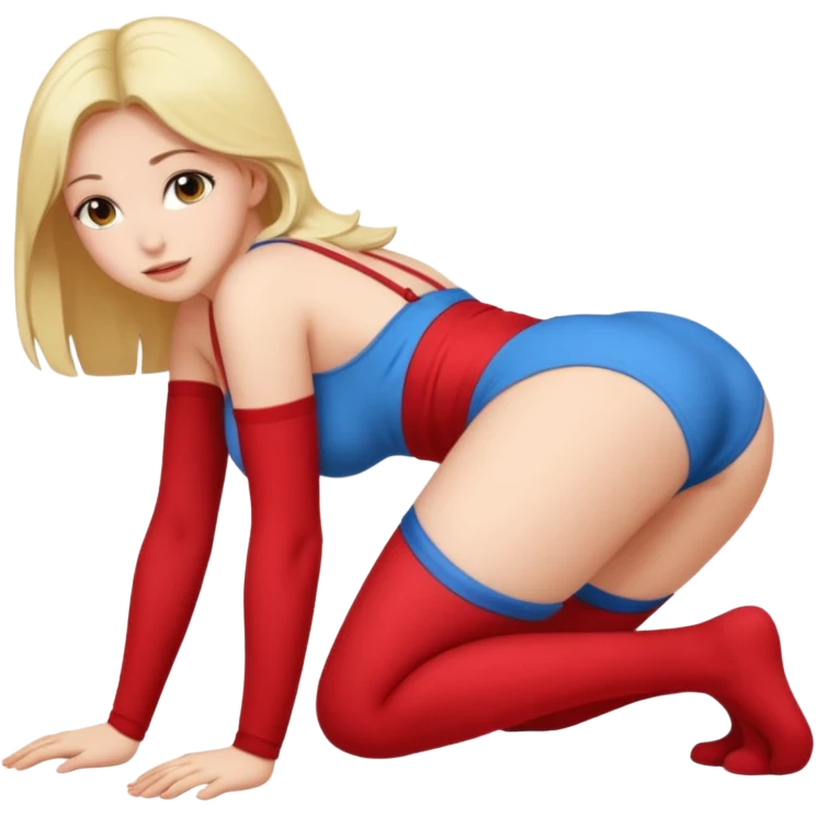 A full-length naked girl with big tits and a beautiful waist stands on all fours emoji