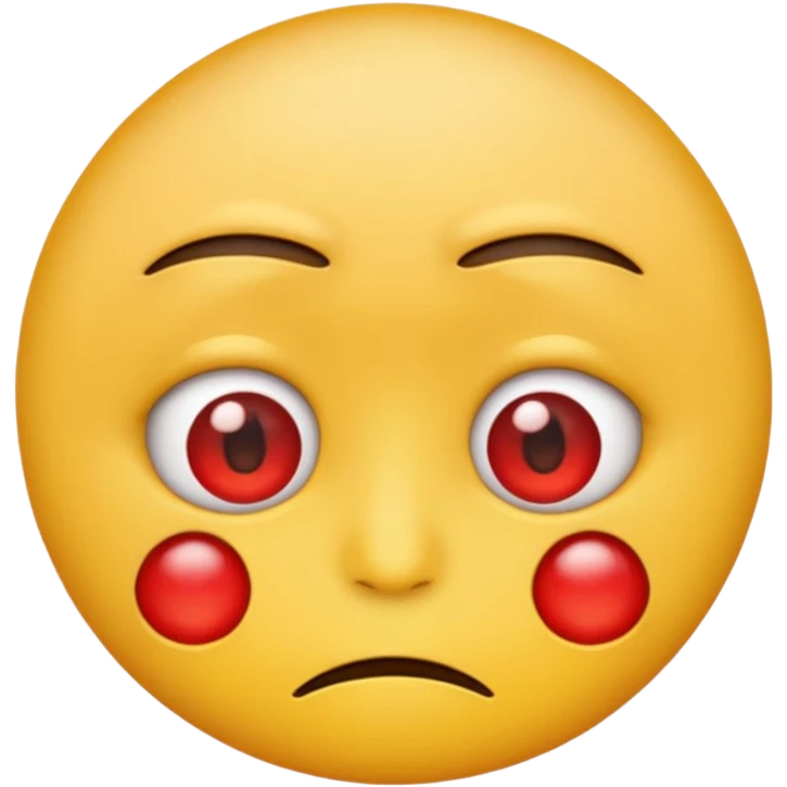 An emoji with red round eyes  with lyi tired face! emoji