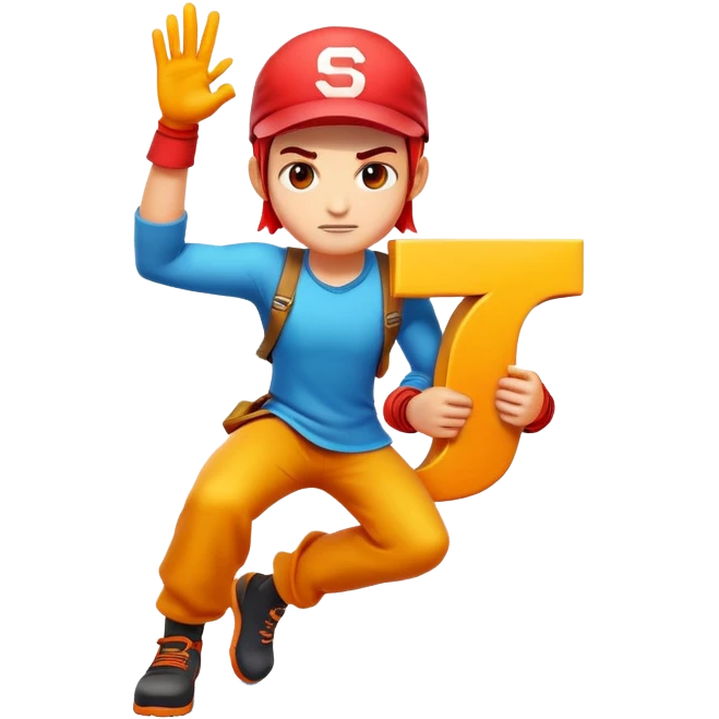 Cool gaming character avatar with letter S emoji