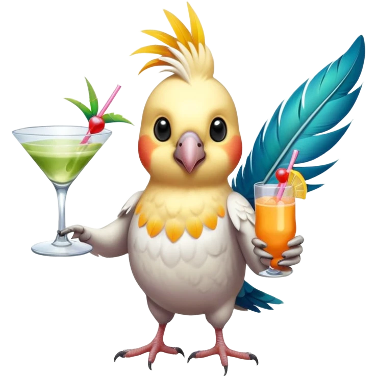 cockatiel bird holding a cocktail emoji