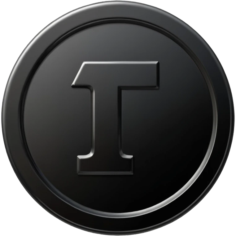 Emoji icon of a black coin with engraved number 1, minimalist style, isolated emoji