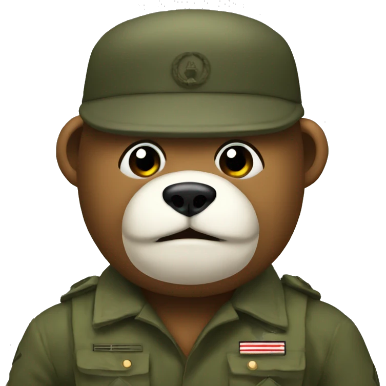 Evil bear in the army emoji