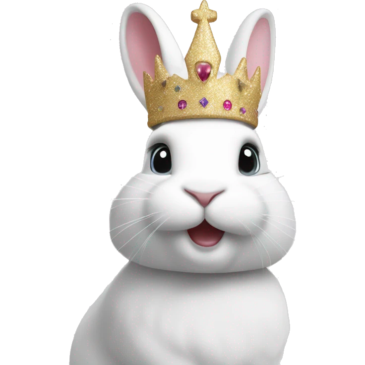 White rabbit with a glitter crown  emoji