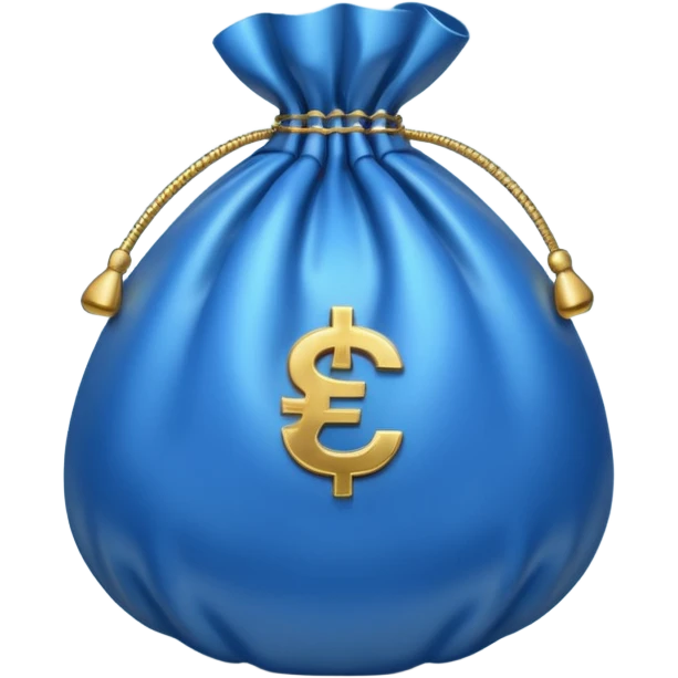 blue coins inside a money bag  emoji