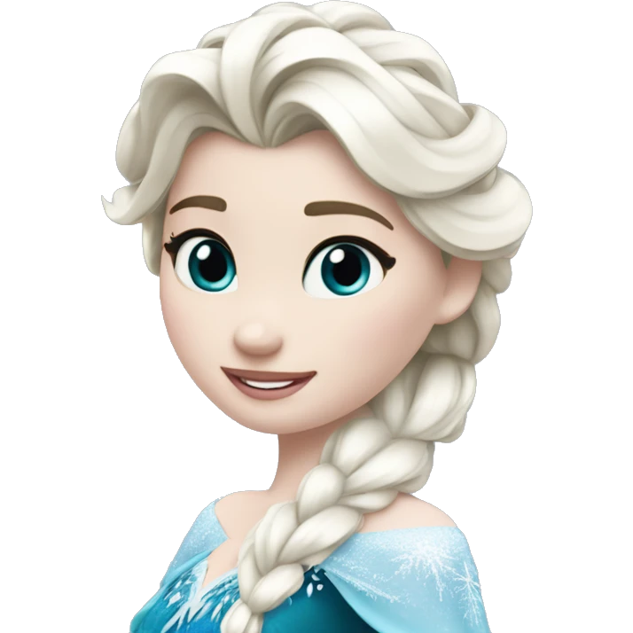 un pato con cuerpo azul, cabeza blanca y trenza con cabello blanco como Elsa de frozen emoji