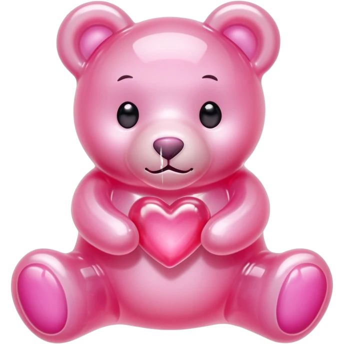 pastel pink jelly bear with a pink jelly heart emoji