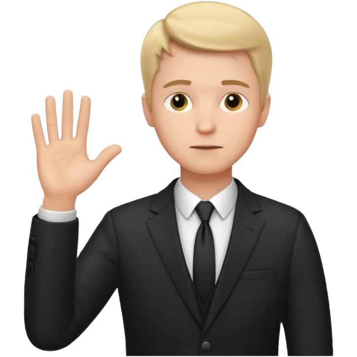 white man in formal suit in thought, shows something with his hand emoji