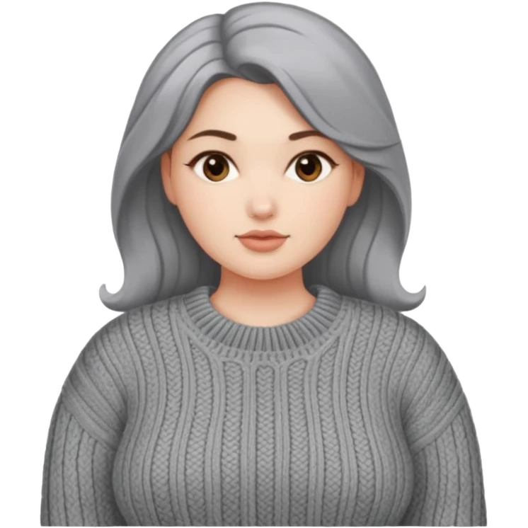 Design a woman’s grey sweater for a voluptuous woman. Only design the sweater emoji