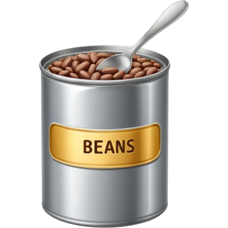 Open can of beans with label with spoon  emoji
