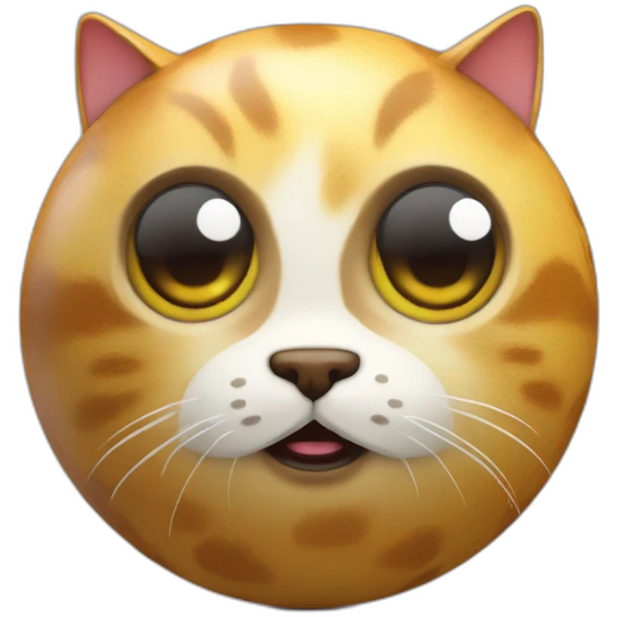 3d sphere with a cartoon Cat skin texture with big childish eyes emoji