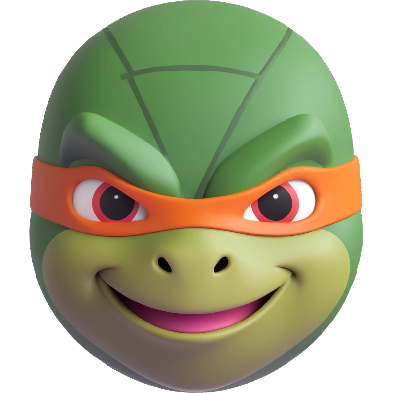 the face of the red ninja turtle in the movie Mutant Mayhem emoji