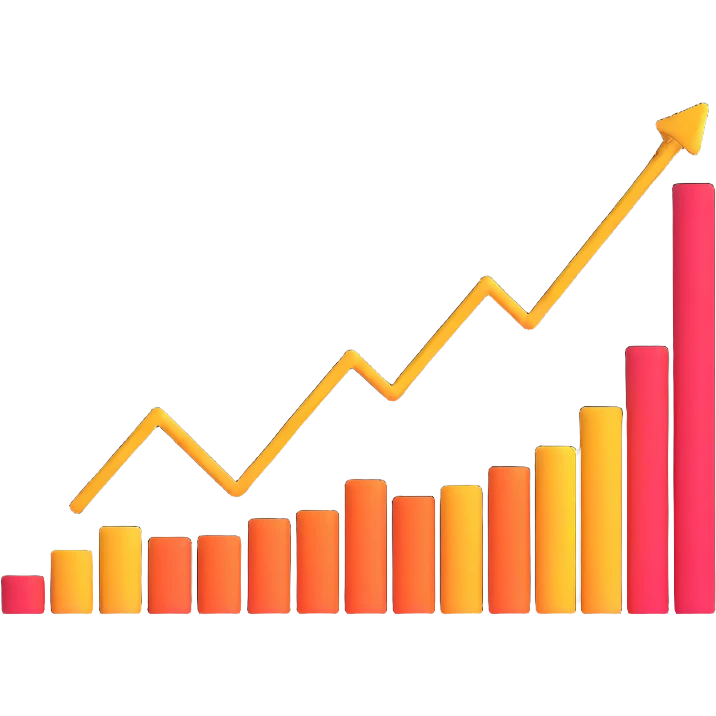 line graph showing growth emoji