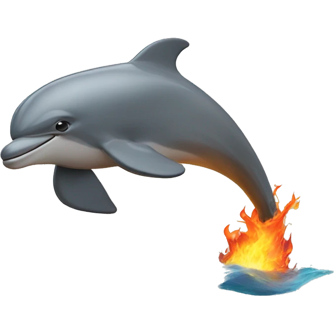 Dolphin on fire river emoji