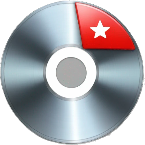 a cd disc with a red star in the middle of it emoji