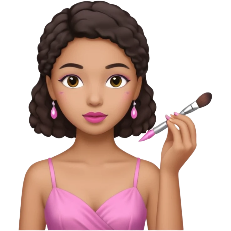 Draw a mixed-race girl applying makeup. emoji
