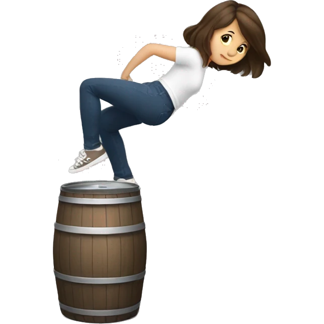 girl with brown hair doing a keg stand emoji