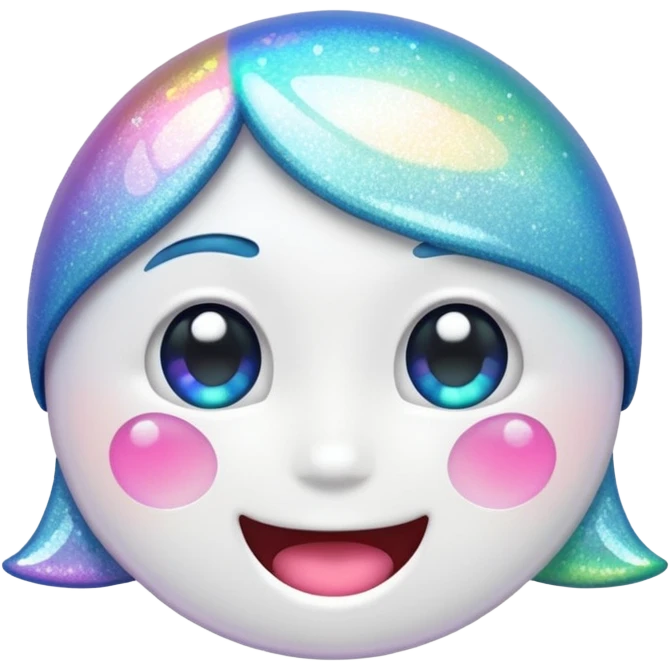 glitter white happy emoji