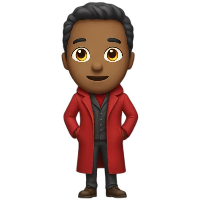man in red long open coat emoji