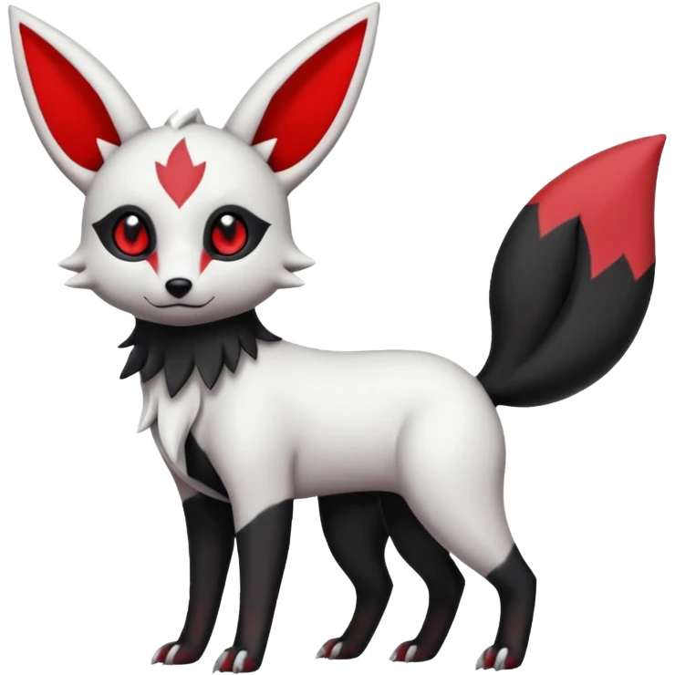 Elegant cute aesthetic cool edgy realistic White, black and red Umbreon-Zangoose-fusion (full body) emoji