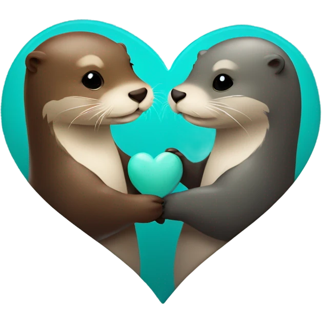 Otter giving another otter a teal colored heart emoji