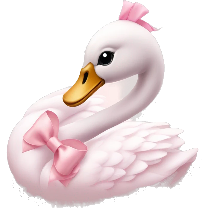 pastel pink swan with a light pink bow emoji