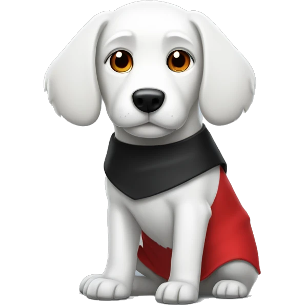 cartoon white dog with black wars and red shirt  emoji
