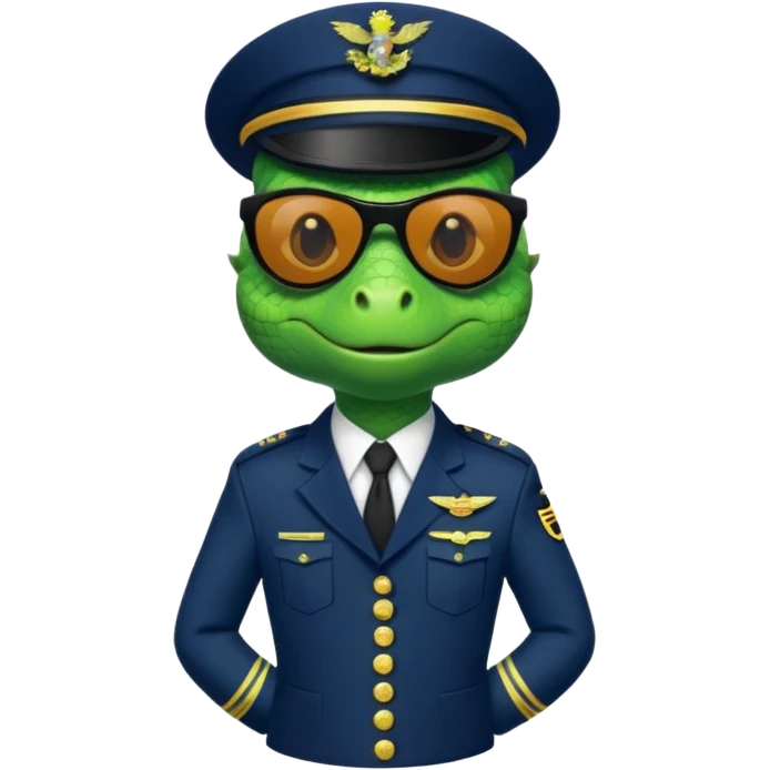 Lizard in navy uniform with  black sunglasses. emoji