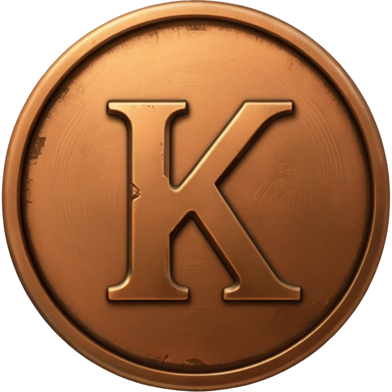 apple style emoji of a bronze coin with the letter K on it emoji