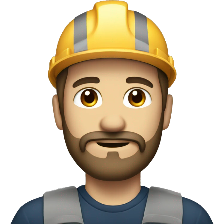 Electrician man with beard mustache brown hair and eyes  emoji