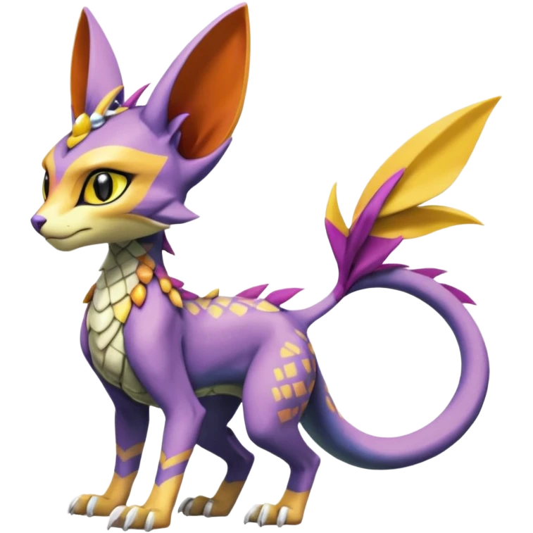 Colorful Meloetta-Spyro-Sphynx-Lykoi-Sergal-Renamon-Wargreymon-Pokémon-Digimon-Fakémon-fusion-hybrid-creature emoji