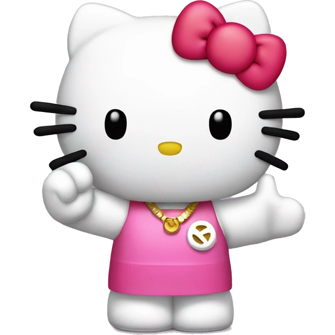 Hello kitty holding up peace sign  emoji