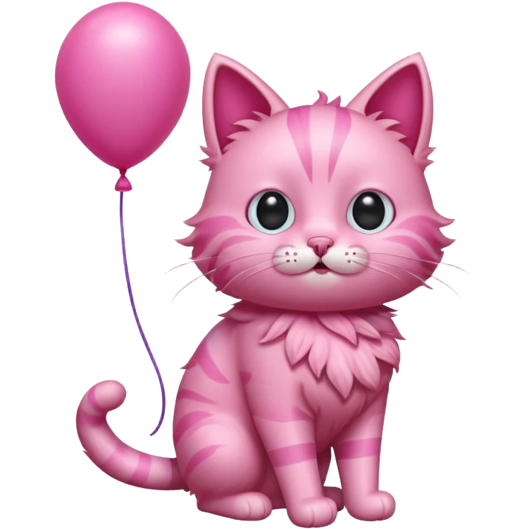 Make a pink cat with a balloon head emoji