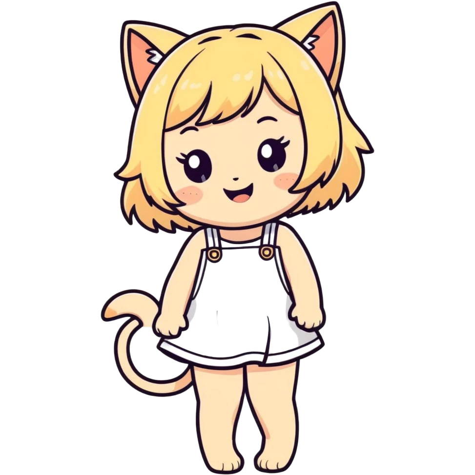 petite blonde catgirl freckles giggling white sundress emoji