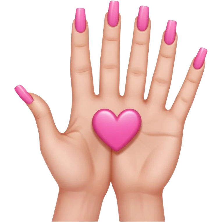 hands with long pink nails doing a hand heart emoji
