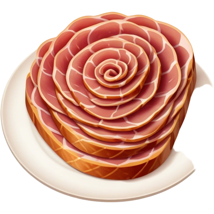 Cinematic Realistic Jam√≥n Serrano Dish Emoji, depicted as delicate, air-cured ham sliced thinly rendered with detailed textures and natural, inviting lighting. emoji