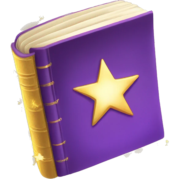 a magic book with golden stars emoji