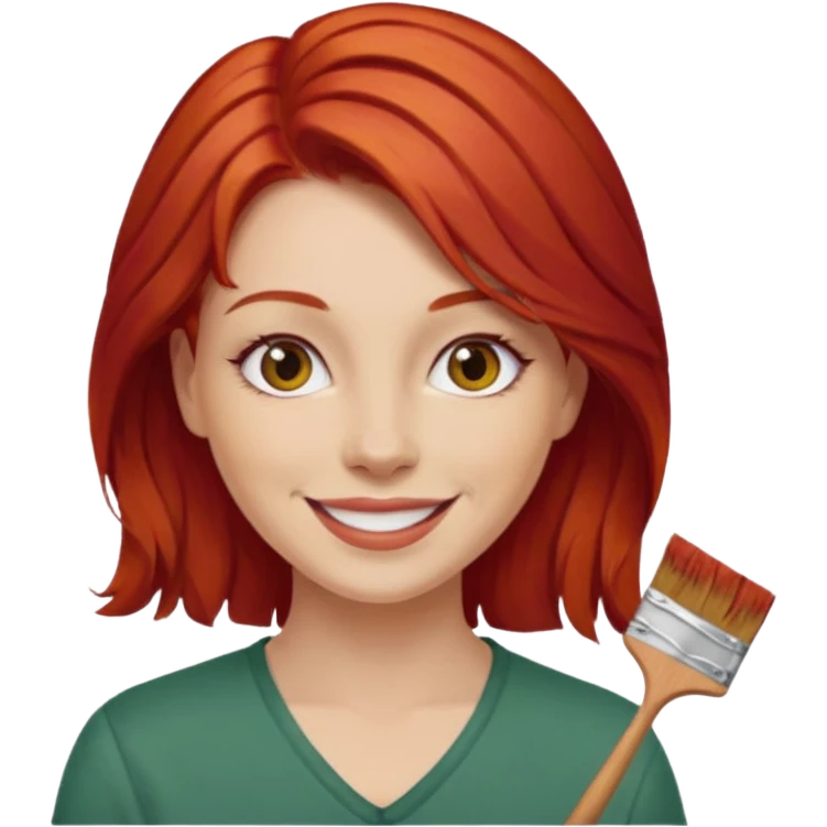 Painting Hold. Women painting smilling   Cheveux roux emoji