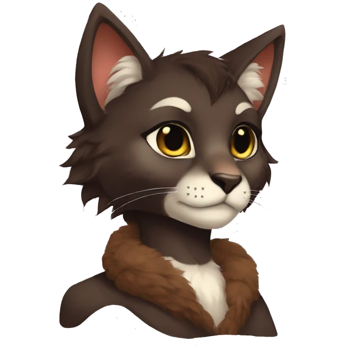 Anthro Shy Cute Cool Edgy Pretty Dark Brown Furry Feline Animal Anthro Sona emoji