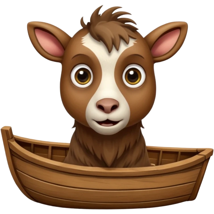 a frightened goat in a boat emoji