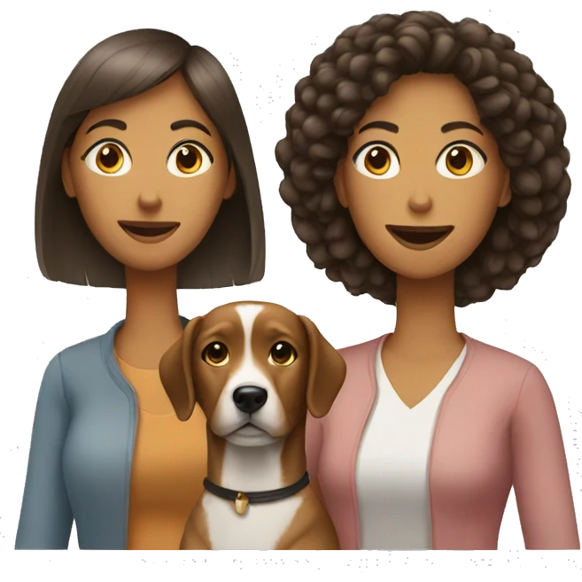 two women with a dog emoji