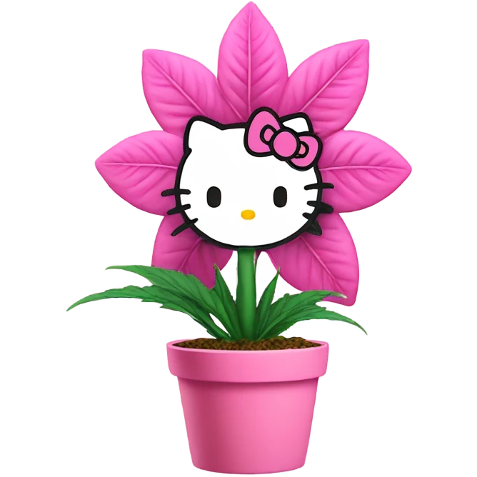 marijuana plant in a pink hello kitty flower pot emoji