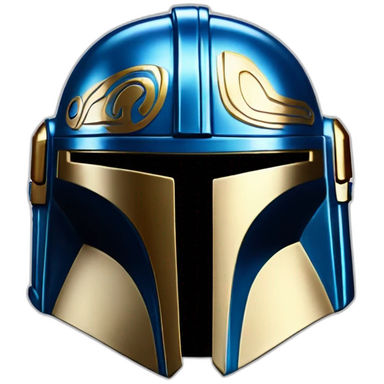 shiny blue mandalorian helmet with gold frame emoji