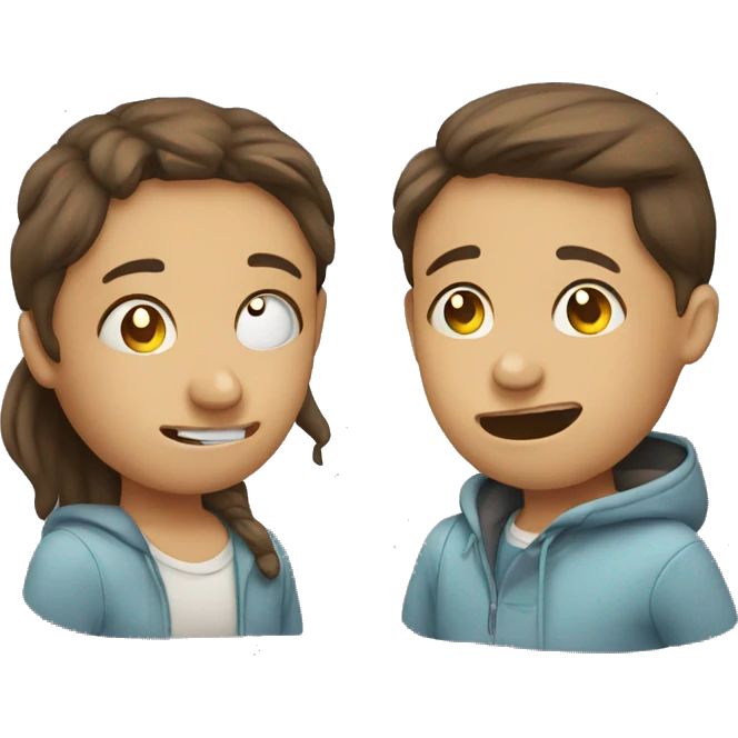 Two kids sick but happy emoji