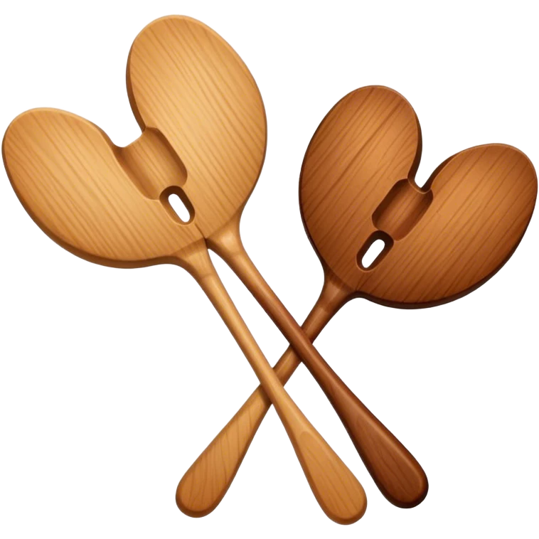 two wooden spoons hitting each other with their flat sides, creating a cross-like shape with their handles emoji