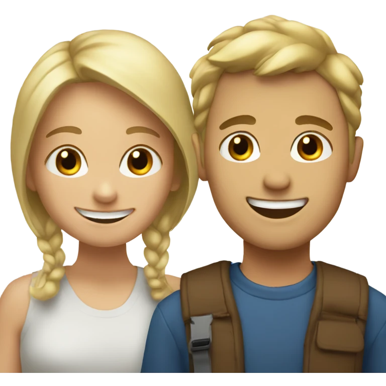 blonde girl smiling against brown hair boy  emoji