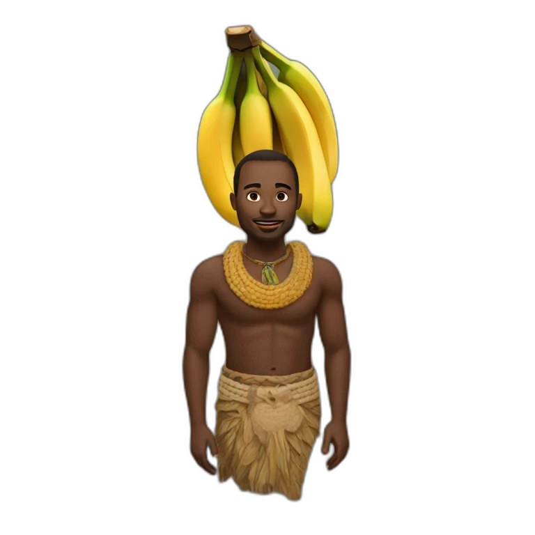 Un homme d’une tribu africaine avec une banane emoji