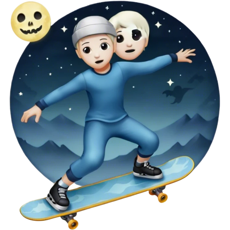  ghost skater boi  under a moon emoji